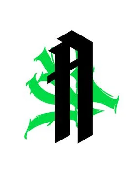 Gothic, letter A. Vector. Graffiti, tags in Gothic medieval style. Signs and Stock Illustration