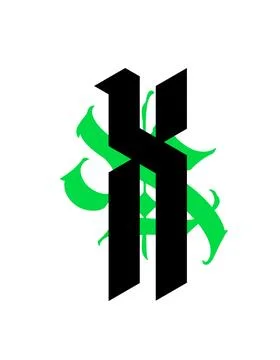Gothic, letter X. Vector. Graffiti, tags in Gothic medieval style. Signs and Stock Illustration