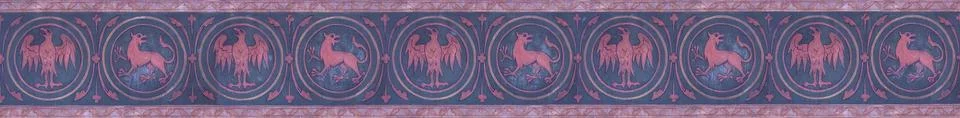 Gothic lion and eagle border painted ornamental art 스톡 사진