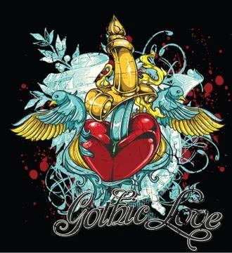 Gothic love illustration Stock Illustration