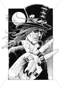 Gothic Man with Bowler Hat Showing the Viictory Sign Stock Illustration
