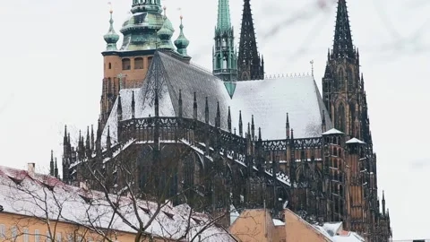 Gothic medieval castle in Europe. Roof w... | Stock Video | Pond5