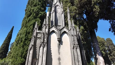 Gothic monument at the Non-Catholic Cemetery Stock Footage 336280732