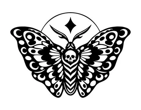 Gothic moth with skull Illustrazione stock