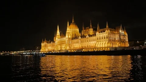 Gothic Night River Castle Stock Footage 121372766