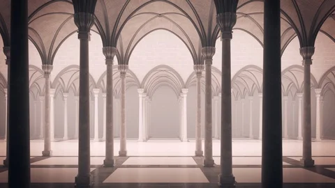 Gothic palace with an inner courtyard. Video stock 106396528