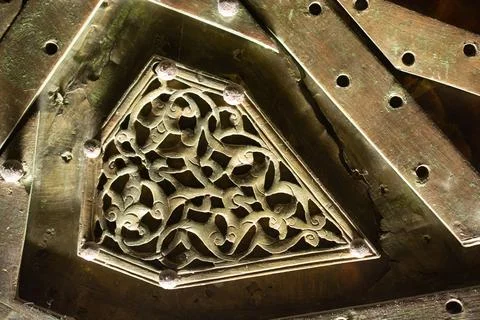 Gothic pattern on an iron wall background Stock Photos