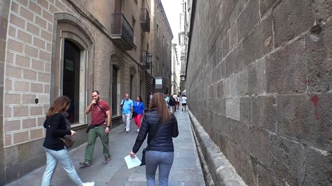 Gothic Quarter of Barcelona. Spain. 4K. Stock Footage
