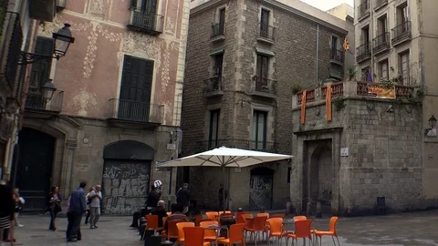 Gothic Quarter of Barcelona. Spain. Stock Footage