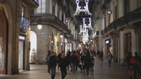 Gothic quarter at night street Video stock 120801475