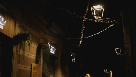 Gothic quarter pan lights Stock Footage 120801481