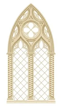 Gothic realistic cathedral window with stained glass Stock Illustration
