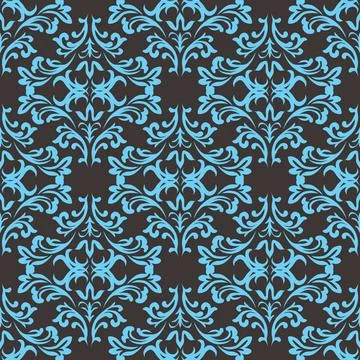 Gothic repeat green Blue and grey seamless repeating design with a floral ... Stockfoto's