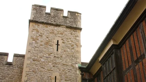 Gothic revival architecture, stone tower. Stock Footage 82804199