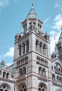 Gothic Revival with elements of 12th-century Romanesque architecture of The.. Stock Photos