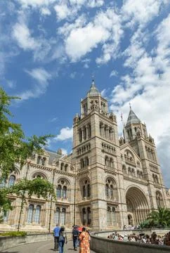 Gothic Revival with elements of 12th-century Romanesque architecture of The.. Stock Photos