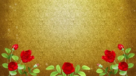 Gothic Rose Blooming Arch Frame Animation on Grunge Golden Metal Background Stock-Footage 330477241