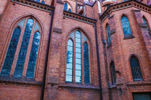 Gothic sacral architecture in Bialystok image with oil painting effect Stock Photos