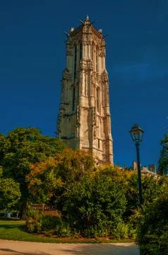 Gothic Saint-Jacques Tower in Paris 스톡 사진