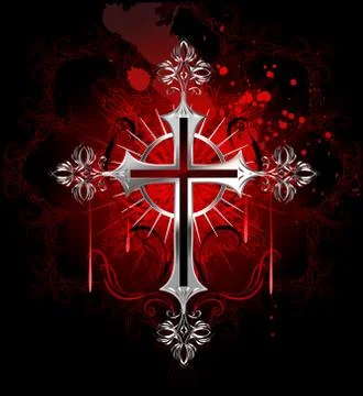 Gothic silver cross イラスト素材