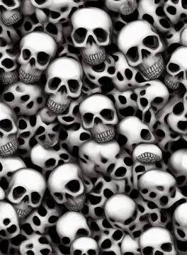 Gothic skulls background. Grungy human skulls. IA technology Stock Illustration