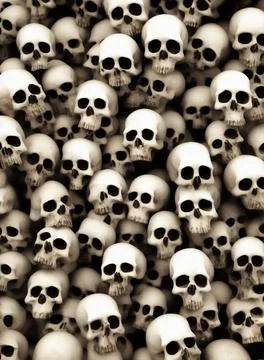 Gothic skulls background. Grungy human skulls. IA technology Stock Illustration