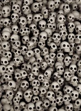 Gothic skulls background. Grungy human skulls. IA technology Stock Illustration