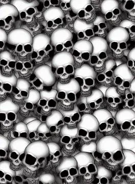 Gothic skulls background. Grungy human skulls. IA technology Stock Illustration