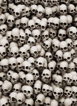Gothic skulls background. Grungy human skulls. IA technology Stock Illustration