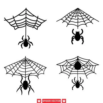 Gothic Spider Graphics  Dark and Intricate Vector Silhouettes Stock Illustration