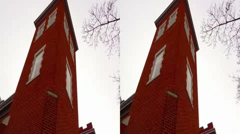 Gothic Square Brick Church Tower Standard HD 3D Stock Footage 10687609