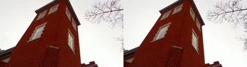 Gothic Square Brick Church Tower Full 4K 3D Stock Footage