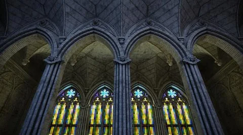Gothic Stained Glass Arch Background Wallpaper Stock Illustration