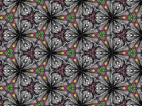 Gothic stained glass complex geometric pattern. Stock Illustration