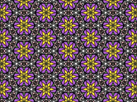 Gothic stained glass hexagonal pattern. イラスト素材