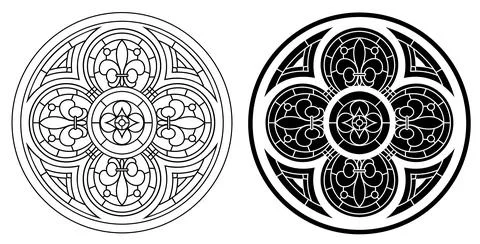 Gothic stained glass for a round window Stock Illustration