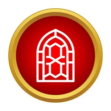 Gothic stained glass window arch outline icon Stock Illustration