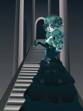 Gothic Stairs and Witch Иллюстрация