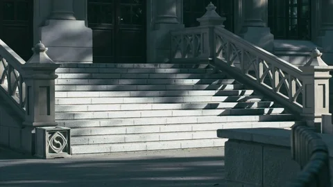 Gothic stairs lit by sun Stock Footage 89900846