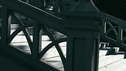 Gothic stairs lit by sun Stock Footage 89900884