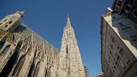 Gothic style architecture of St Stephens Cathedral in Vienna Austria showing Video stock 324231554