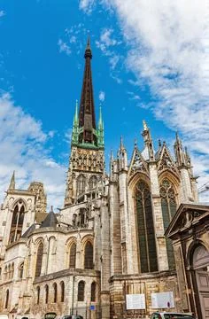 The Gothic Style Cathedral of Rouen, Notre-Dame de l'Assomption Cathedral, Ro Stock Photos