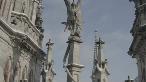 Gothic style cathedral in the winter. Saint Nicolas church in Kyiv, Ukraine. Stock Footage 171476068