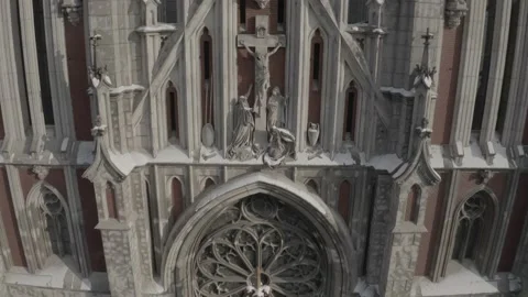 Gothic style cathedral in the winter. Saint Nicolas church in Kyiv, Ukraine. Stock-Footage 171476069