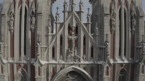 Gothic style cathedral in the winter. Saint Nicolas church in Kyiv, Ukraine. Stock Footage 171476082