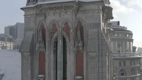 Gothic style cathedral in the winter. Saint Nicolas church in Kyiv, Ukraine. Video stock 171476604
