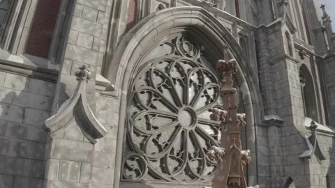Gothic style cathedral in the winter. Saint Nicolas church in Kyiv, Ukraine. Stock Footage 171476794