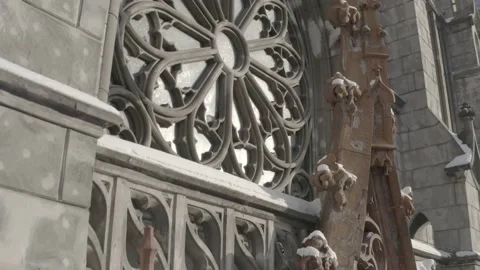 Gothic style cathedral in the winter. Saint Nicolas church in Kyiv, Ukraine. Video stock 171476876