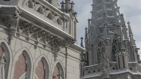 Gothic style cathedral in the winter. Saint Nicolas church in Kyiv, Ukraine. Vídeos de archivo 171476903