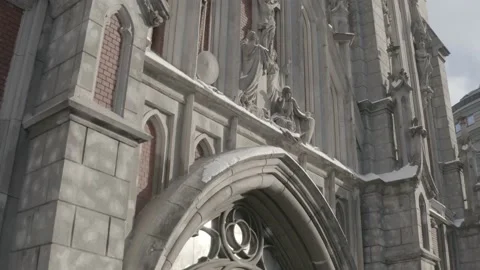 Gothic style cathedral in the winter. Saint Nicolas church in Kyiv, Ukraine. Video stock 171476943